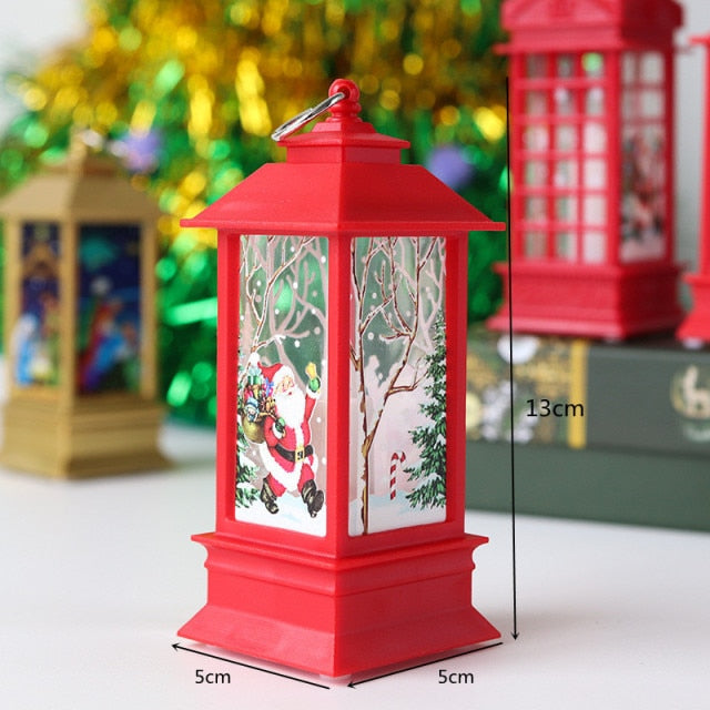 Santa and Snowman Christmas Lantern Ornaments
