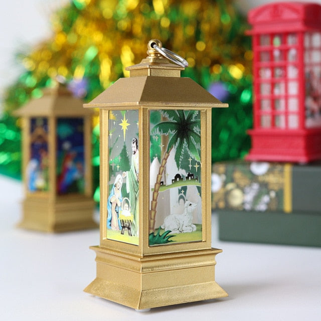 Santa and Snowman Christmas Lantern Ornaments