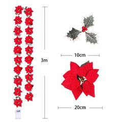 Poinsettia Flower Christmas LED String Lights, 2 to 5 m