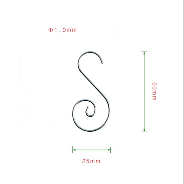 S-Shaped Christmas Hook for Tree Hanging Ornaments