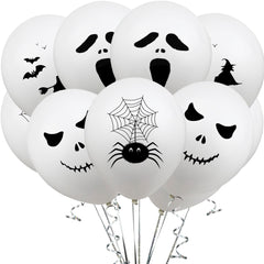 White Ghost, Spider and Witch Latex Balloons