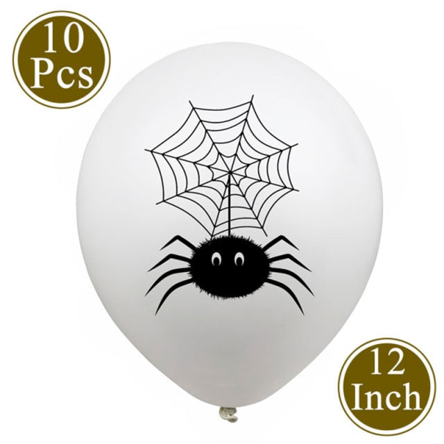 White Ghost, Spider and Witch Latex Balloons