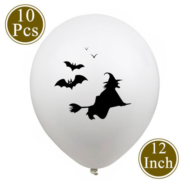 White Ghost, Spider and Witch Latex Balloons