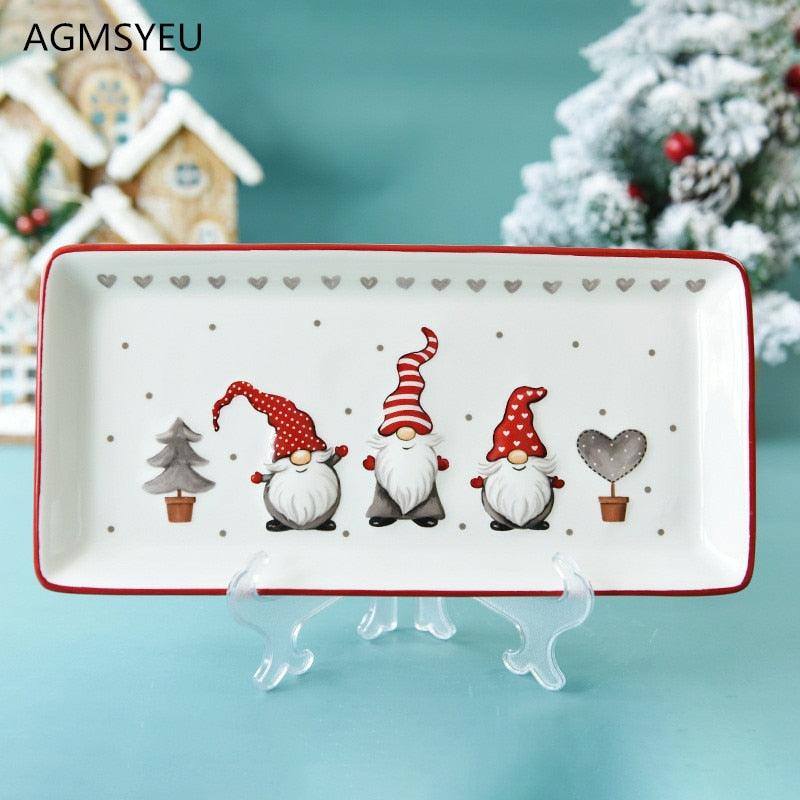 Rectangular Christmas Ceramic Plate