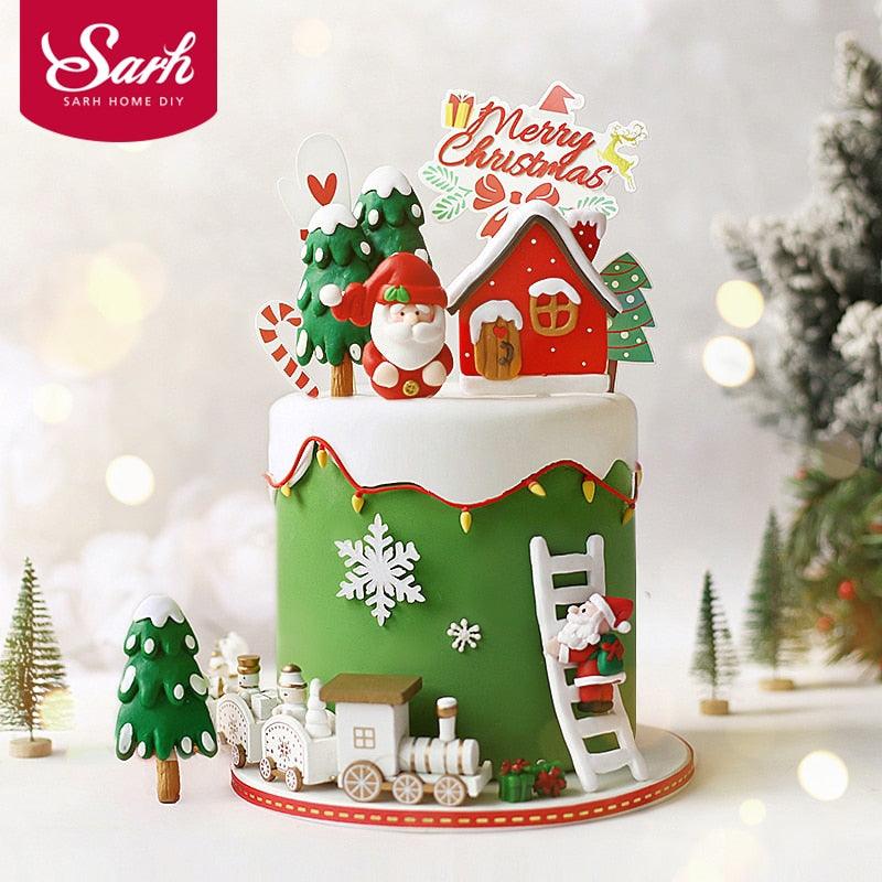 Santa, Reindeer, Train and Tree Christmas Cake Toppers