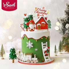 Santa, Reindeer, Train and Tree Christmas Cake Toppers