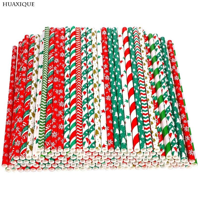 Christmas Print Paper Straws