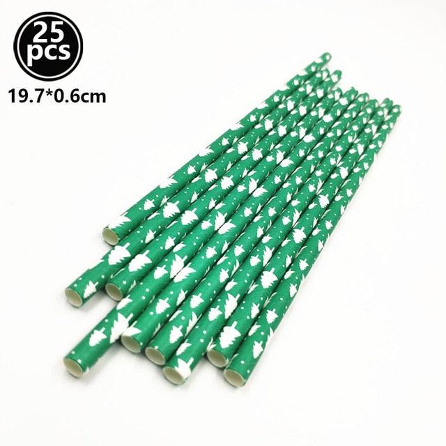 Christmas Print Paper Straws