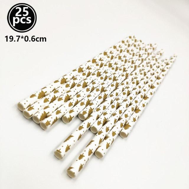 Christmas Print Paper Straws
