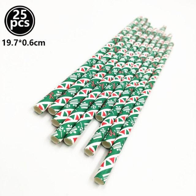 Christmas Print Paper Straws