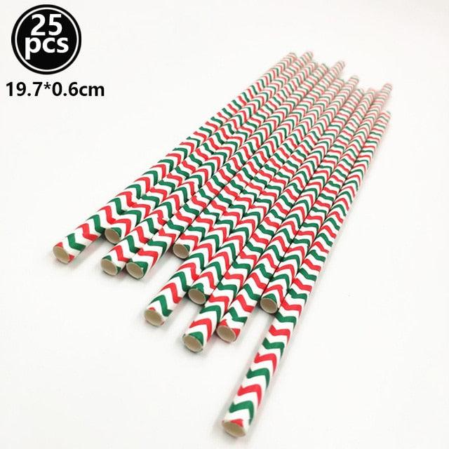 Christmas Print Paper Straws
