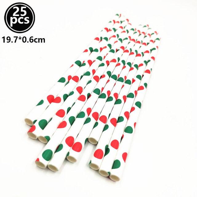 Christmas Print Paper Straws