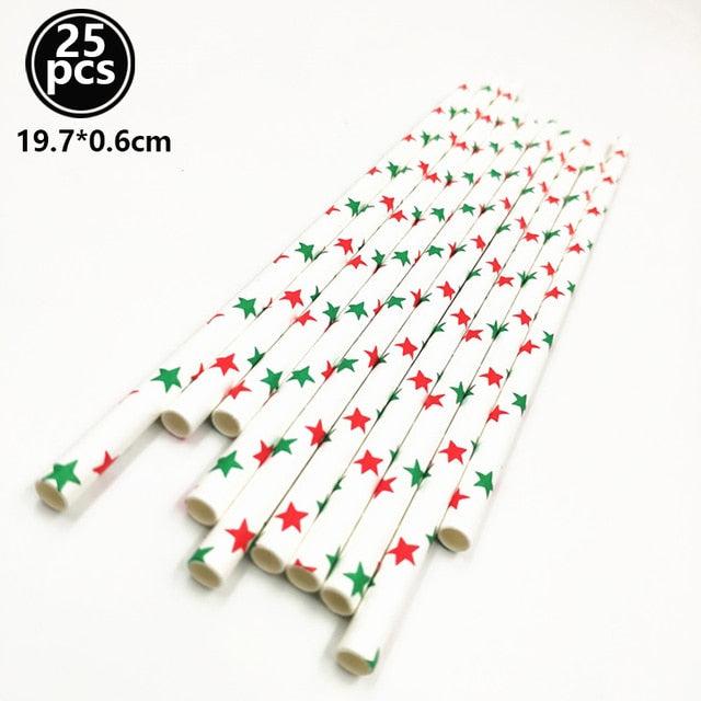 Christmas Print Paper Straws