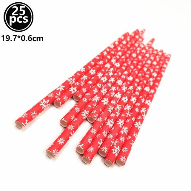 Christmas Print Paper Straws