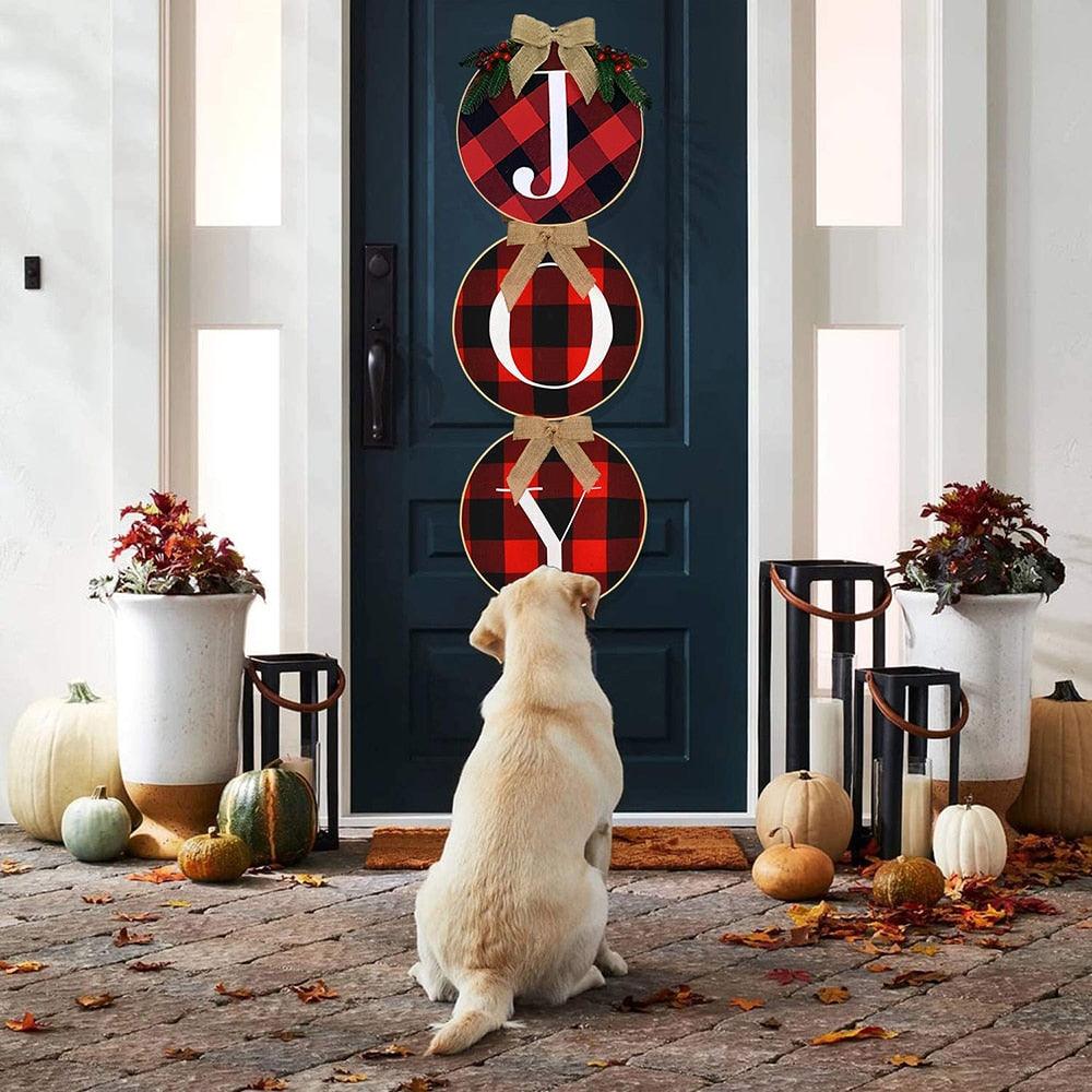 JOY Wooden Christmas Door Wreath, 3-Wreath Set