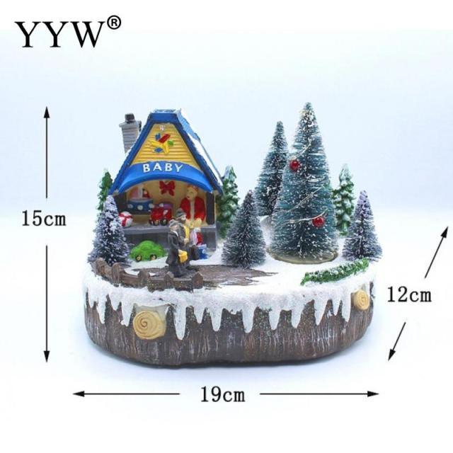 Rotating Lighted Christmas Snow-Scene Music Decorations