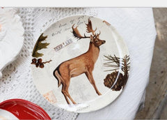 8 in Santa and Reindeer Christmas Ceramic Dinner Plate