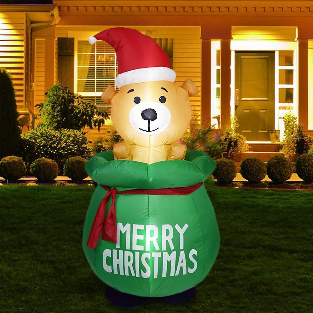 Cute Inflatable Merry Christmas Bear with LED Lights