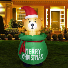 Cute Inflatable Merry Christmas Bear with LED Lights