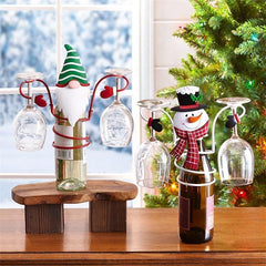 Snowman Wine Bottle and Glass Holder