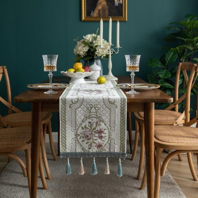 Deer and Christmas Tree Print Jacquard Table Runner