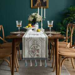 Deer and Christmas Tree Print Jacquard Table Runner