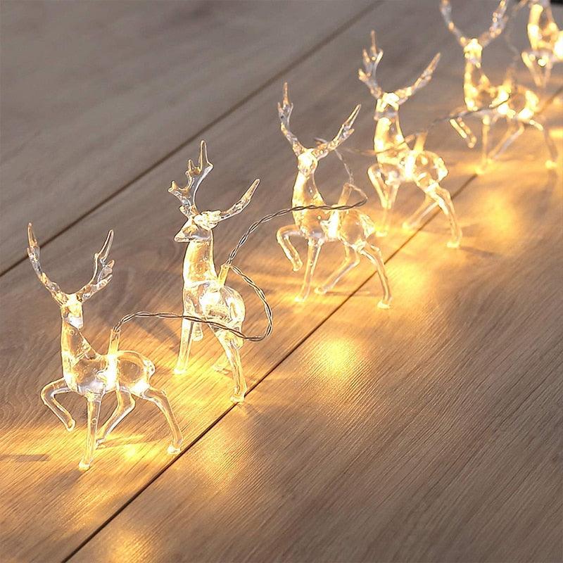 Battery-Operated Reindeer LED String Lights