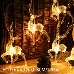 Battery-Operated Reindeer LED String Lights