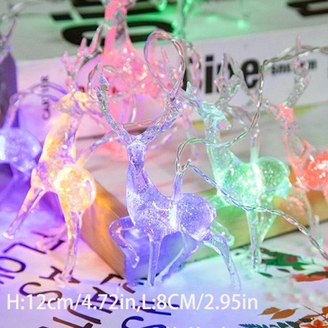 Battery-Operated Reindeer LED String Lights