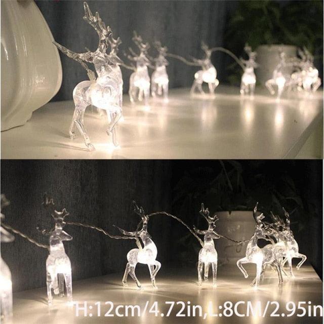 Battery-Operated Reindeer LED String Lights