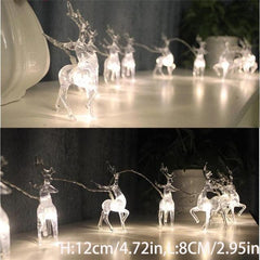 Battery-Operated Reindeer LED String Lights