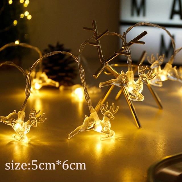 Battery-Operated Reindeer LED String Lights