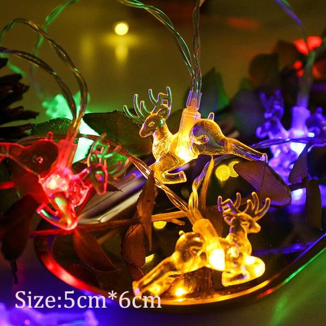 Battery-Operated Reindeer LED String Lights