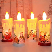 LED Merry Christmas Candle Decorations for Home Simulation Flame Sticker on it