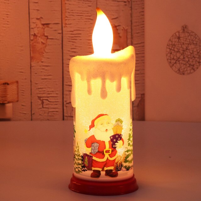 LED Merry Christmas Candle Decorations for Home Simulation Flame Sticker on it