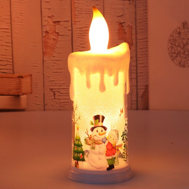 LED Merry Christmas Candle Decorations for Home Simulation Flame Sticker on it