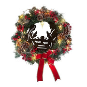 Flocked Artificial Christmas Wreath with Star Lights