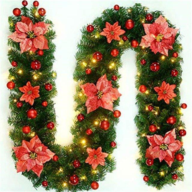 Lighted Rattan Christmas Wreath