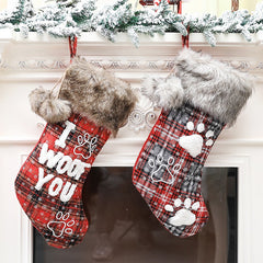 Plaid Christmas Stocking with Fluffy Cuff