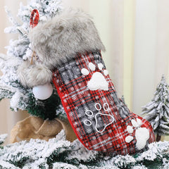 Plaid Christmas Stocking with Fluffy Cuff