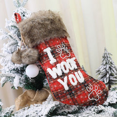Plaid Christmas Stocking with Fluffy Cuff