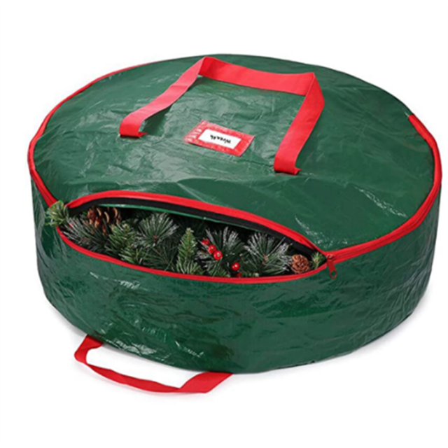 Double-Layer Round Christmas Wreath Storage Bag