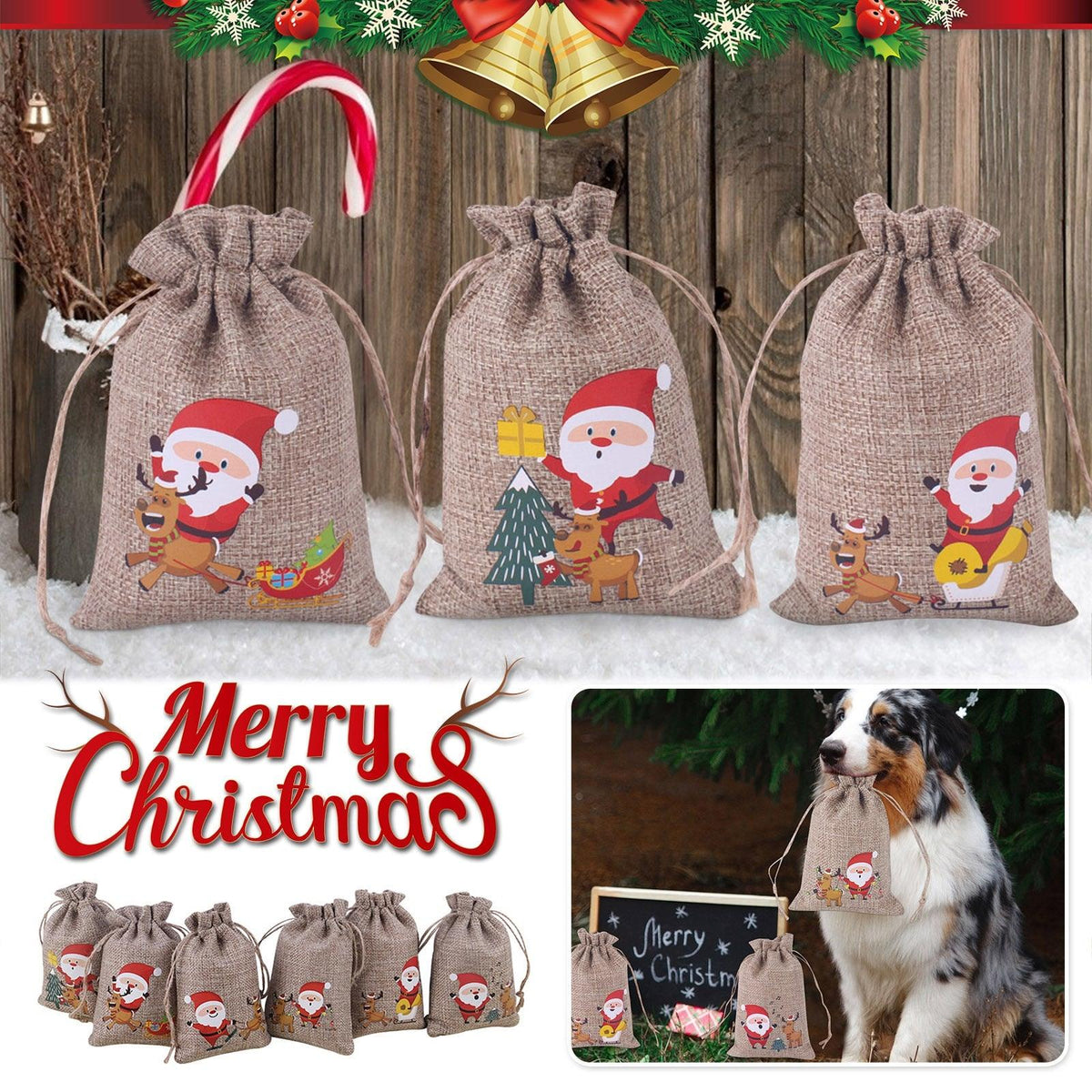 Christmas Drawstring Gift Pouches