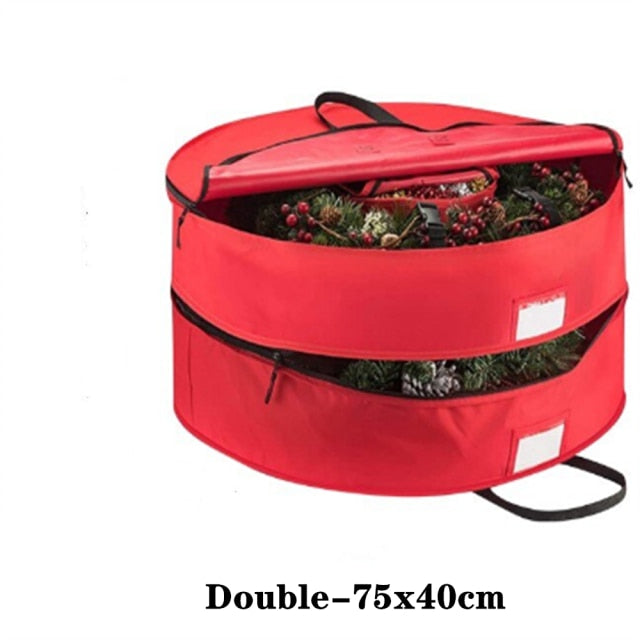 Double-Layer Round Christmas Wreath Storage Bag