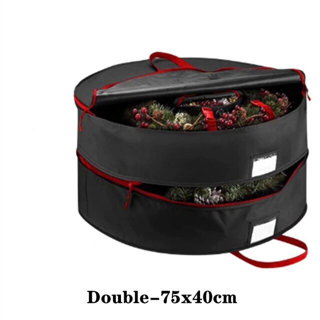Double-Layer Round Christmas Wreath Storage Bag