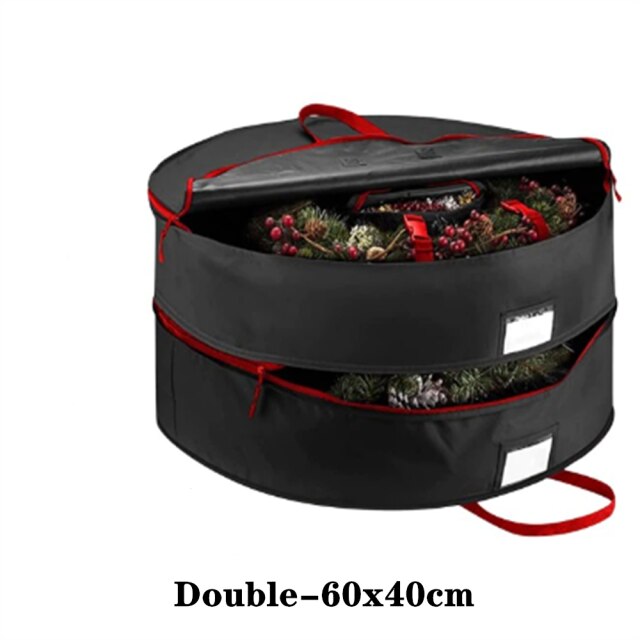 Double-Layer Round Christmas Wreath Storage Bag