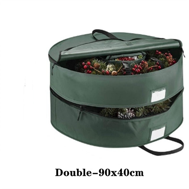 Double-Layer Round Christmas Wreath Storage Bag