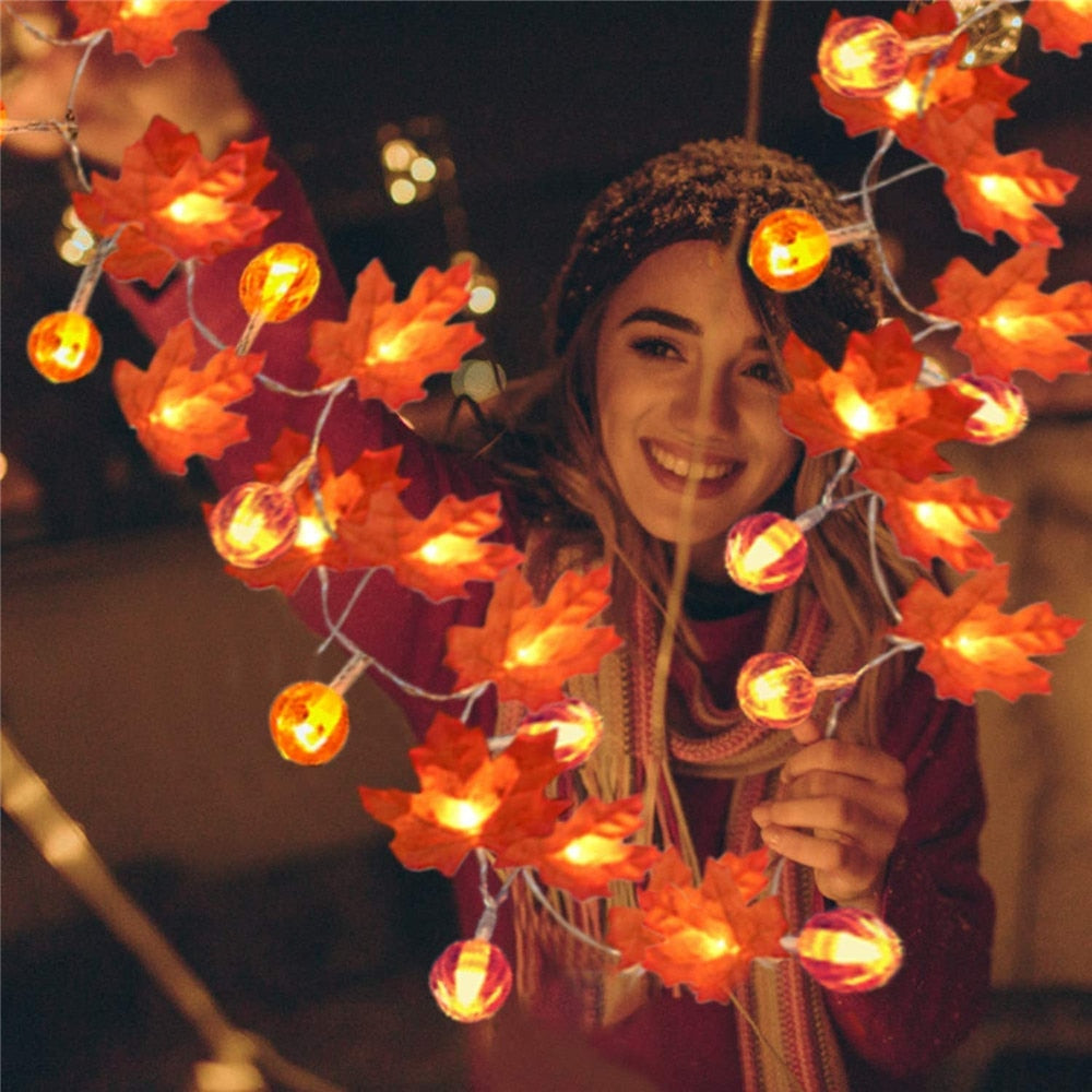 Maple Leaves String Lights for Halloween