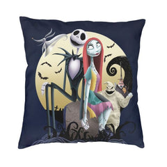 Skull Jack Sally Throw Pillow Cover for Halloween