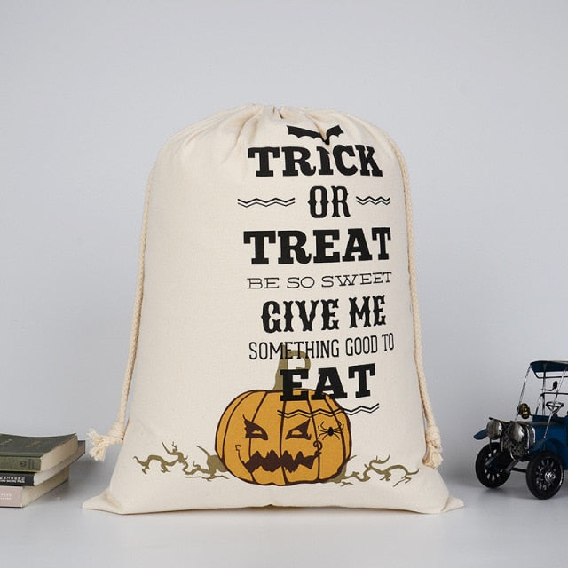 Cotton Canvas Drawstring Gift Bag for Halloween